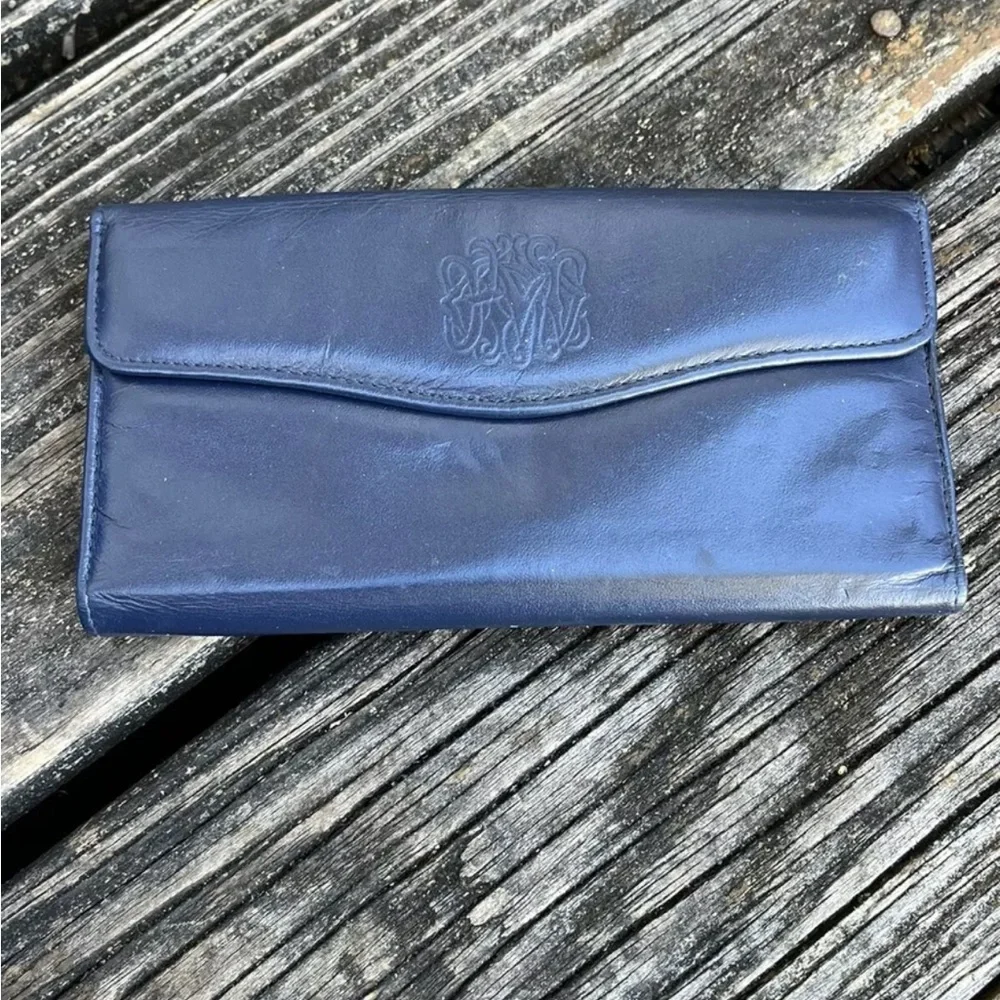 Lady Buxton Leather Wallet Navy Coin Purse Credit Card Holder Vintage 70s 80s